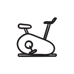 Exercise bike sketch icon.