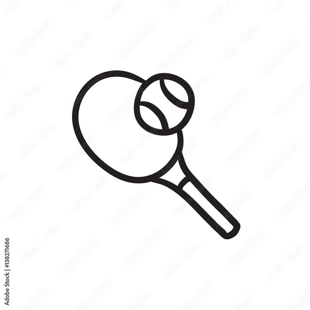 Sticker tennis racket and ball sketch icon.