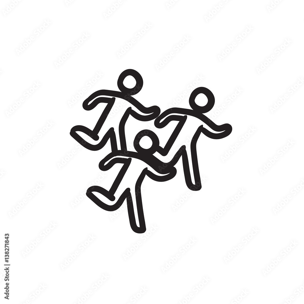 Poster Running men sketch icon.