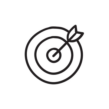 Target Board And Arrow Sketch Icon.