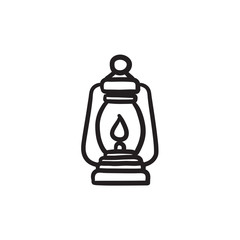 Camping lantern sketch icon.