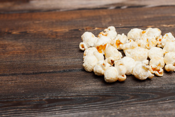 popcorn on a wooden background