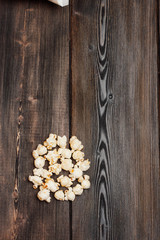 popcorn on a wooden background