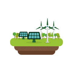 Fototapeta premium Green energy ecology icon vector illustration graphic design