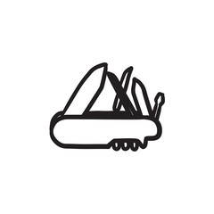 Multipurpose knife sketch icon.