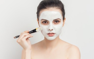 makeup brush white face mask