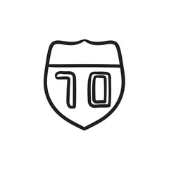 Route road sign sketch icon.