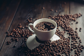 drink with coffee beans on the table