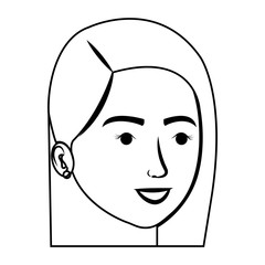 contour side view woman face vector illustration