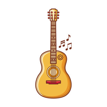 The guitar is a musical instrument. Vector image