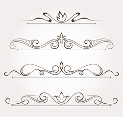 Set of floral design elements and page decoration. Vector illustration