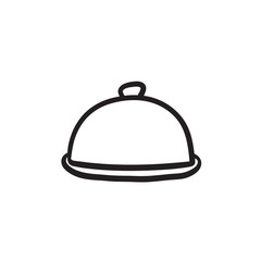 Restaurant cloche sketch icon.