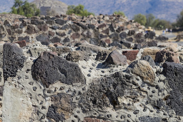 Rocks close up shot of the famous Pyramid of the Sun