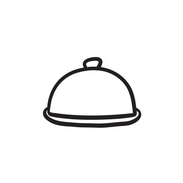 Restaurant cloche sketch icon.