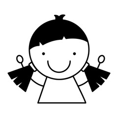 little girl drawing isolated icon vector illustration design