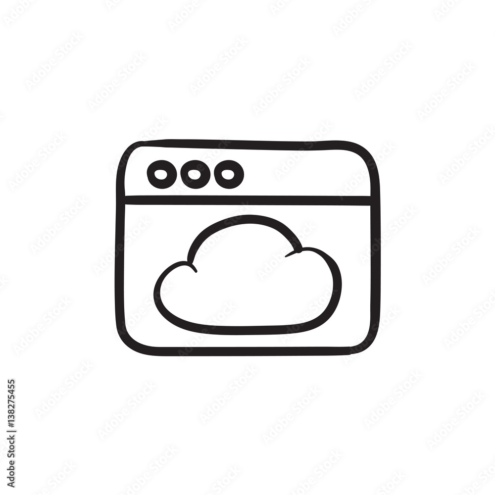 Aufkleber browser window with cloud sketch icon.