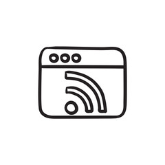 Browser window with wi fi sign sketch icon.