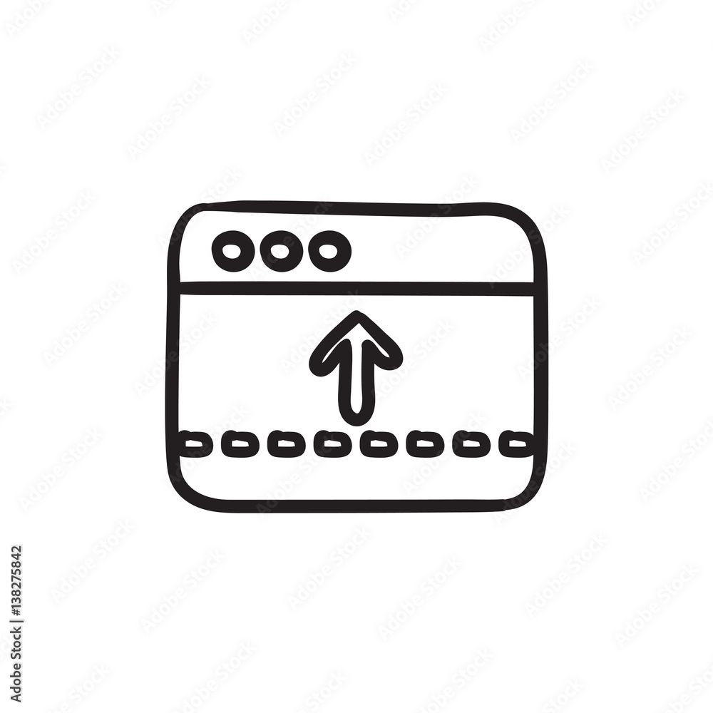 Poster browser window with arrow up sketch icon.