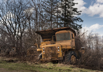 Abandoned heavy construction truck