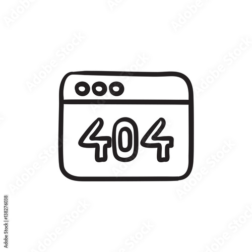 "Browser window with 404 error sketch icon." Stock image and royalty