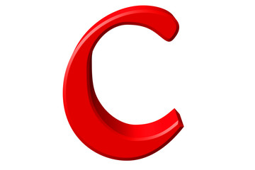 Naklejka premium Lowercase letter C, isolated on white, with clipping path, 3D illustration
