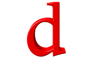 Lowercase letter D, isolated on white, with clipping path, 3D illustration