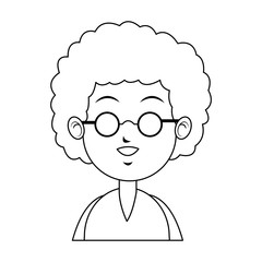 happy woman with curly hair icon image vector illustration design 