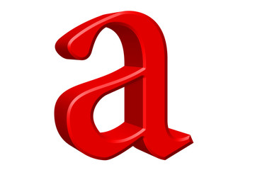 Lowercase letter A, isolated on white, with clipping path, 3D illustration