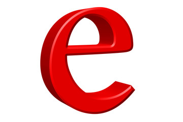 Lowercase letter E, isolated on white, with clipping path, 3D illustration
