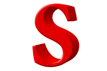 Lowercase letter S, isolated on white, with clipping path, 3D illustration