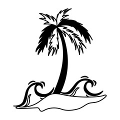 tree palm silhouette icon vector illustration design