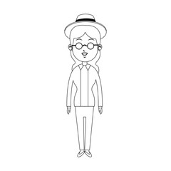 happy woman with hat and glasses  icon image vector illustration design 