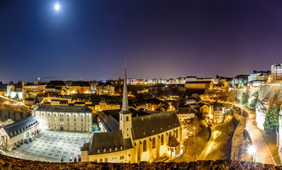 Night view of Neumunster in Luxembourg