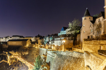 View on Grund and abbey in Luxembourg
