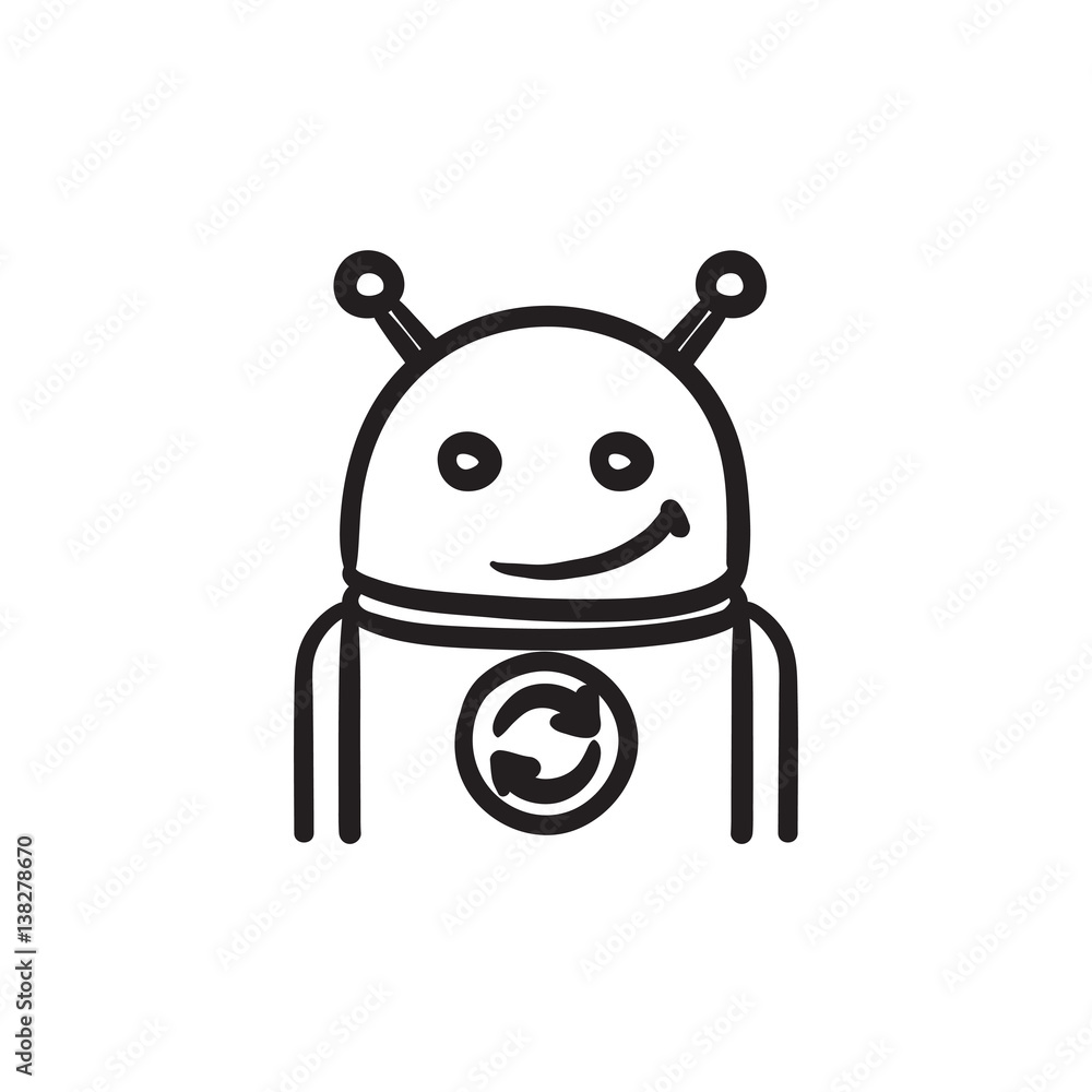 Poster android with refresh sign sketch icon.