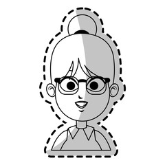 pretty young business woman icon image sticker vector illustration design 