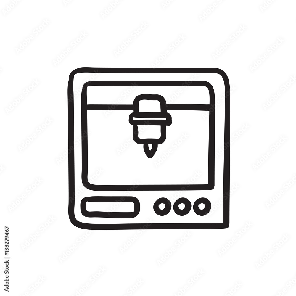 Poster tree d printing sketch icon.