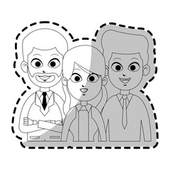 team of young business people icon image sticker vector illustration design 