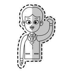 happy young businessman icon image vector illustration design 