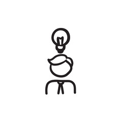 Businessman with idea sketch icon.