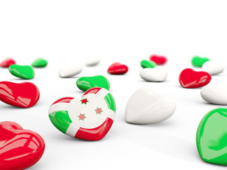 Heart with flag of burundi isolated on white