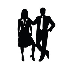 couple silhouette business in black color illustration