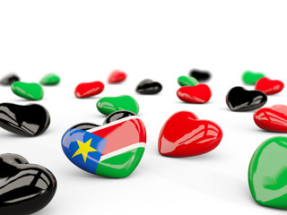 Heart with flag of south sudan isolated on white