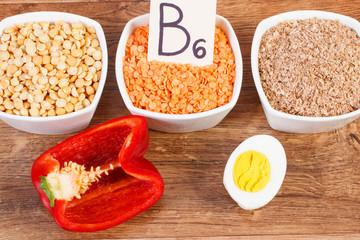 Products and ingredients containing vitamin B6 and dietary fiber, healthy nutrition