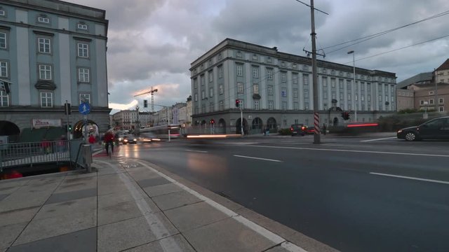 Traffic flows quickly in this Linz, Austria time lapse