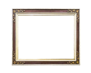 Antique golden wooden  frame isolated