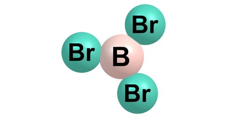 Boron tribromide molecular structure isolated on white