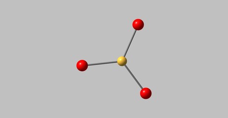 Boron tribromide molecular structure isolated on grey