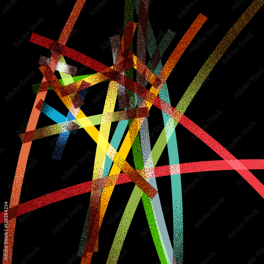 Poster abstract background with retro colorful lines and vintage dotwork shades