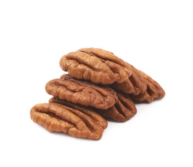 Pile of pecan nuts isolated
